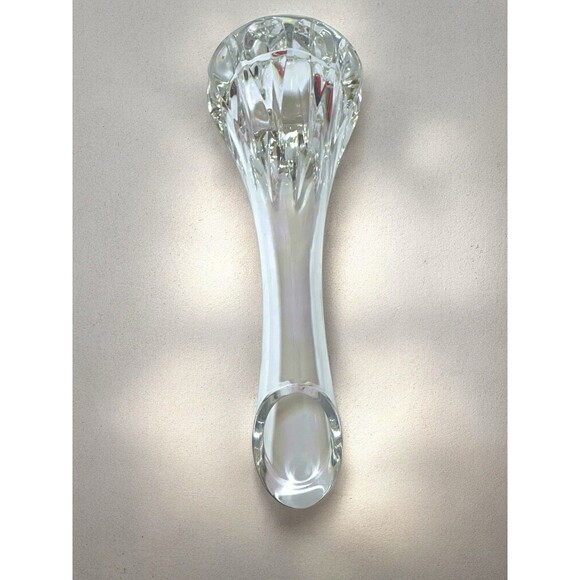 8 Inches Crystal Stem Vase with fluted heavy base and angled mouth - Picture 4 of 9